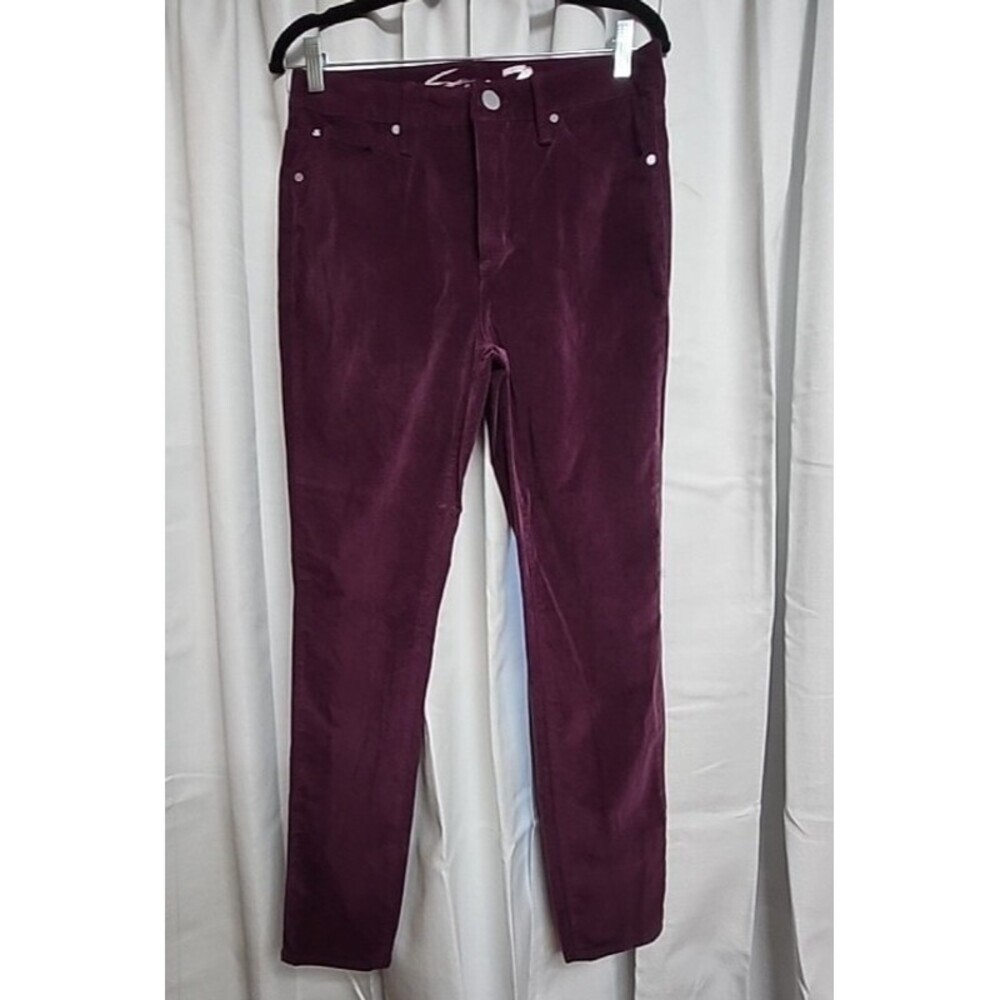 Seven7 Women's Size 10 Ultra High-Rise Skinny Jean Corduroy Jeans Purple Plum